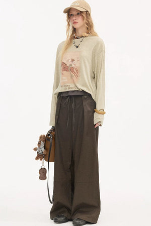 Striped Patchwork Straight-Leg Pants