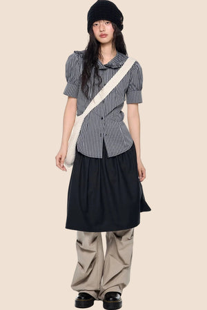 Striped Puff Sleeve Shirt