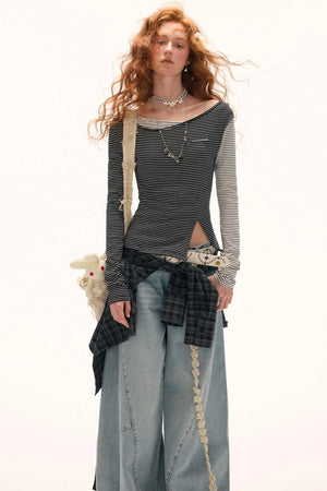 Striped Slim Long-Sleeved Top