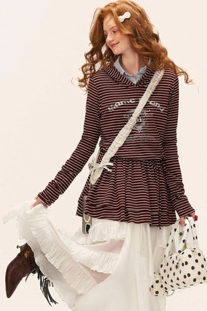 Striped Slimming Long Sleeve Top