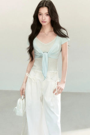 Striped Tencel Knit Camisole Set
