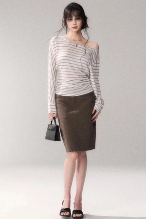Striped Tencel Off-Shoulder Top
