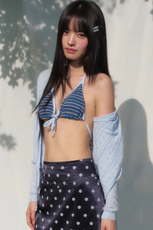 Striped Tie-Side Triangle Bikini Set