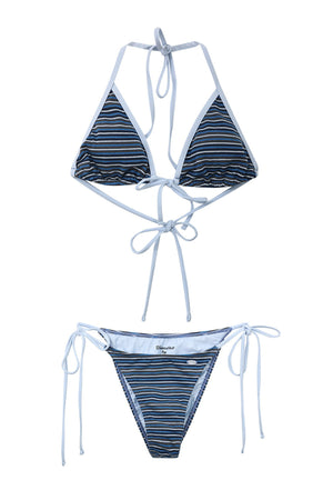 Striped Tie-Side Triangle Bikini Set