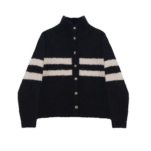 Striped wool thickened lazy style jacket