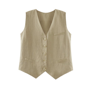 Structured Suit V-Neck Vest Shorts Set-Up