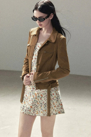 Style PU Suede Short Jacket