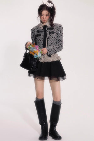 Suede Flower Bud Puffy Skirt