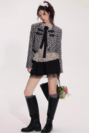 Suede Flower Bud Puffy Skirt
