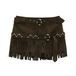 Suede Fringe Tassel Shorts