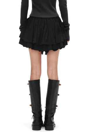 Suede Ruffled A-Line Skirt