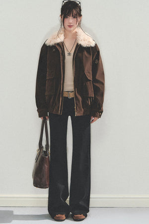 Suede Vintage Biker Jacket