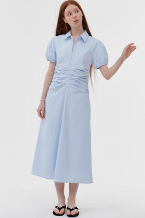 Summer Chic Pleated Bubble Sleeve Dress