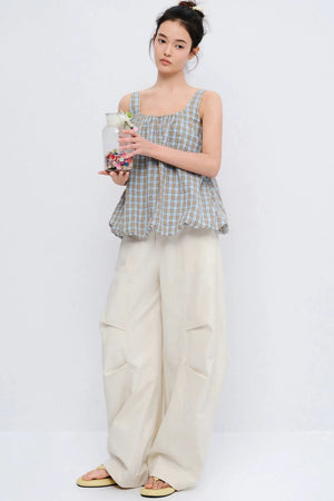 Summer Glow Plaid Bud Top