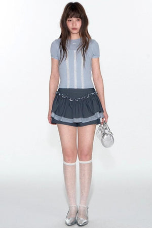 Summer Lace Suspenders Cropped Vest