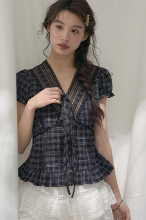 Summer Lace V-Neck Blouse