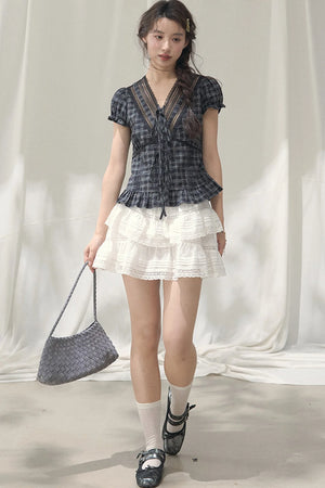 Summer Lace V-Neck Blouse