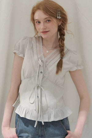 Summer Lace V-Neck Blouse