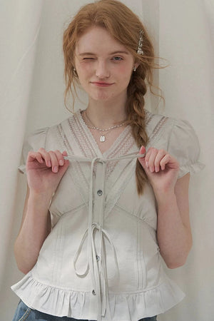 Summer Lace V-Neck Blouse