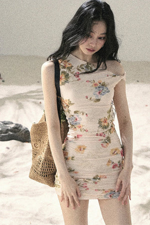 Summer Mesh Floral Fishtail Dress