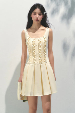 Summer Navy Pleated Dress