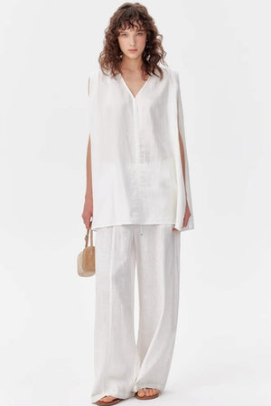 Summer V-Neck Linen Vest Set-Up