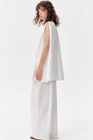 Summer V-Neck Linen Vest Set-Up