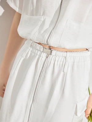 Summer White Shirt Skirt Set