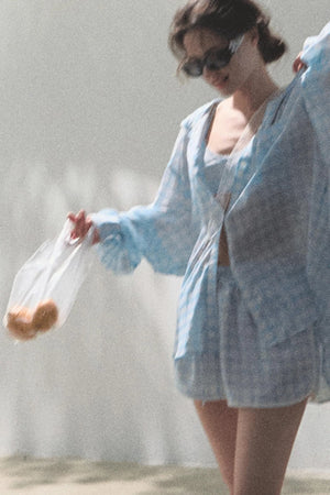 Sun Plaid Shirt & Shorts Set-Up