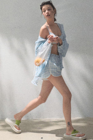 Sun Plaid Shirt & Shorts Set-Up