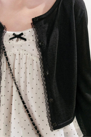 Sun-Protective Lace-Edged Knit Cardigan