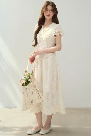 Sunlight Lace Waist-Cinching Dress