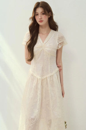 Sunlight Lace Waist-Cinching Dress