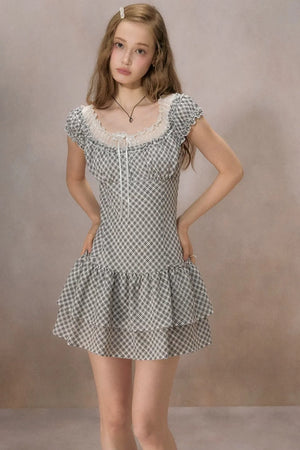 Sunny Sky Lace Plaid Dress