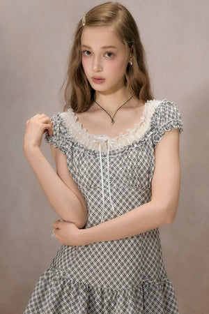 Sunny Sky Lace Plaid Dress