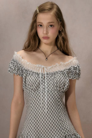 Sunny Sky Lace Plaid Dress