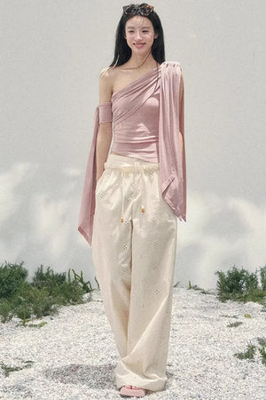 Sunset Coral Asymmetrical Top
