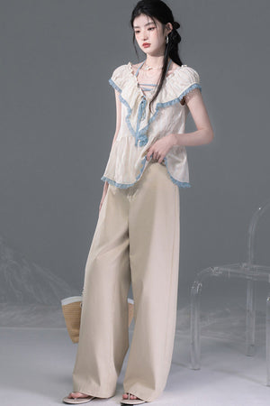 Sunset Dune Lyocell Detachable Flap Wide-Leg Pants