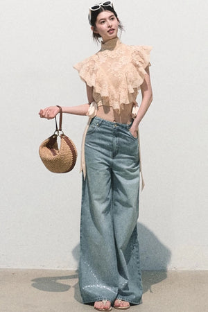 Sunset Lace Ruffle Blouse
