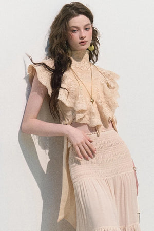 Sunset Lace Ruffle Blouse