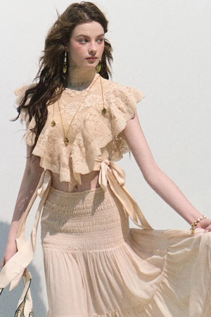 Sunset Lace Ruffle Blouse