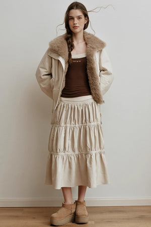 Sunset Suede Spliced Belt Umbrella Skirt