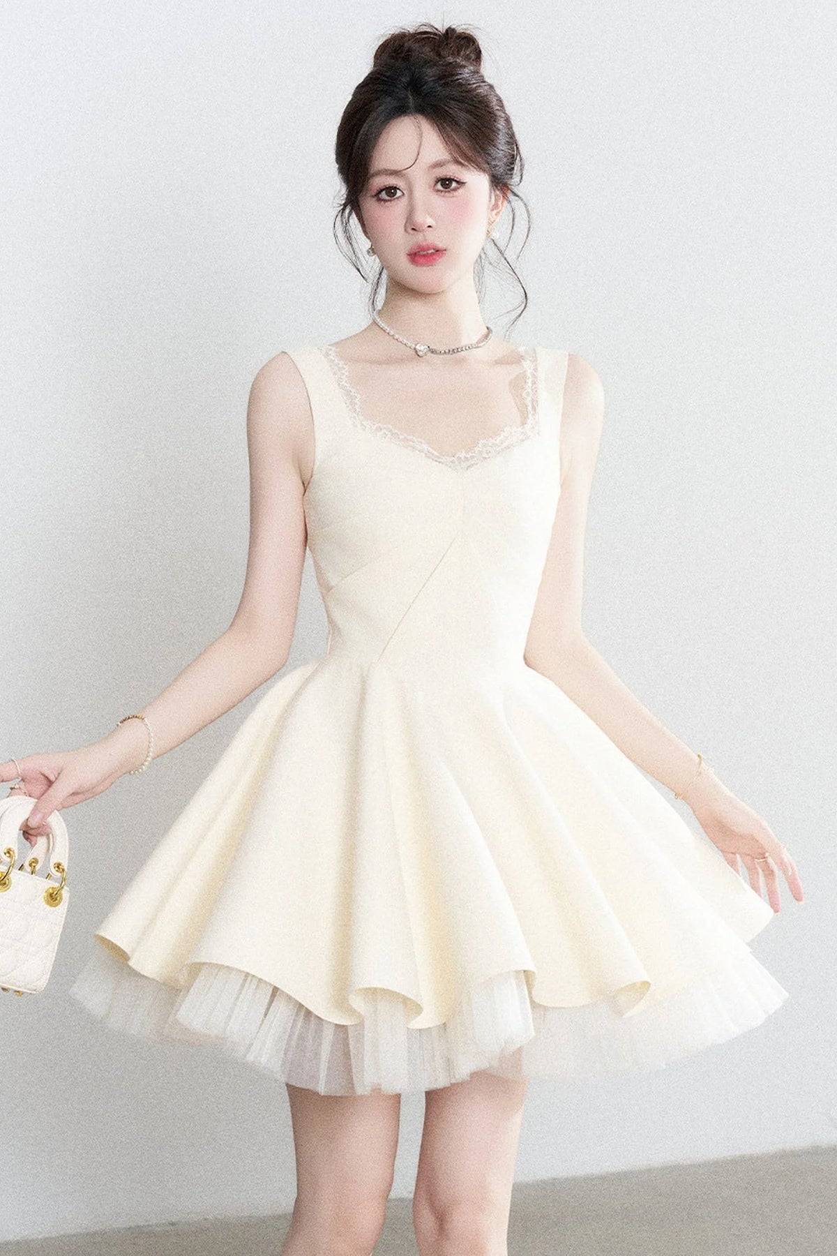 Suspender Puffy Mesh Dress