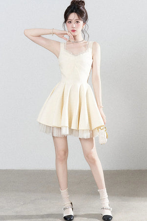 Suspender Puffy Mesh Dress