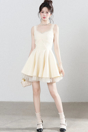 Suspender Puffy Mesh Dress