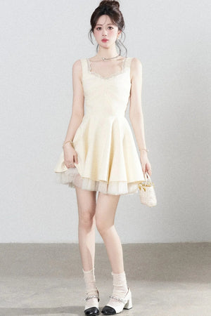 Suspender Puffy Mesh Dress