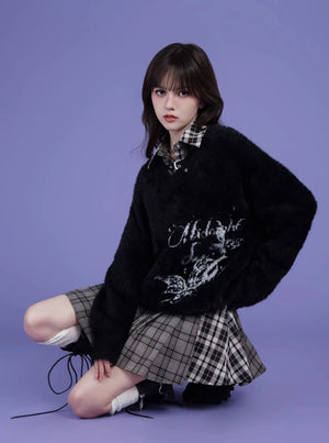 Sweet and patchwork plaid loose shirt dress