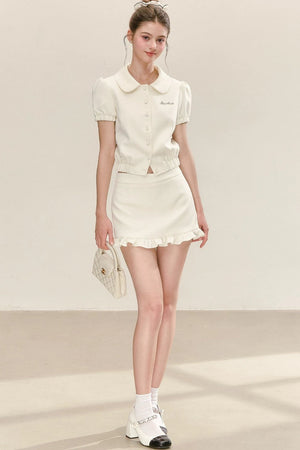 Sweet Blue Doll Collar Top Set-Up