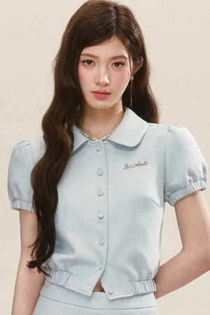 Sweet Blue Doll Collar Top Set-Up