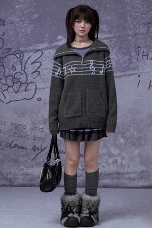 Sweet Cool Lapel Knit Sweater